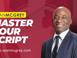 Professional man promoting script mastering services.